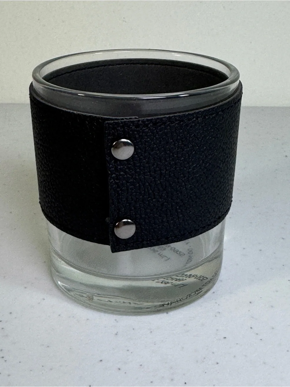 NEW 2pc Old Fashioned Whiskey Glass & Coaster Set 10oz Faux Leather